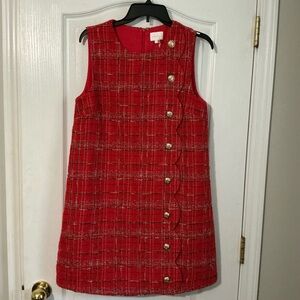 Entro Red Plaid Dress with Gold Accents